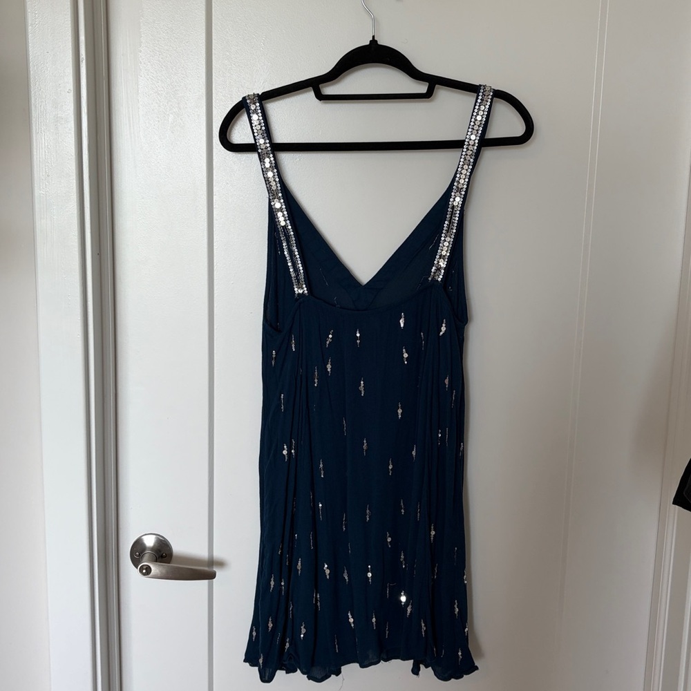 Free People Navy Mini Dress with Sequins - Picture 4 of 4